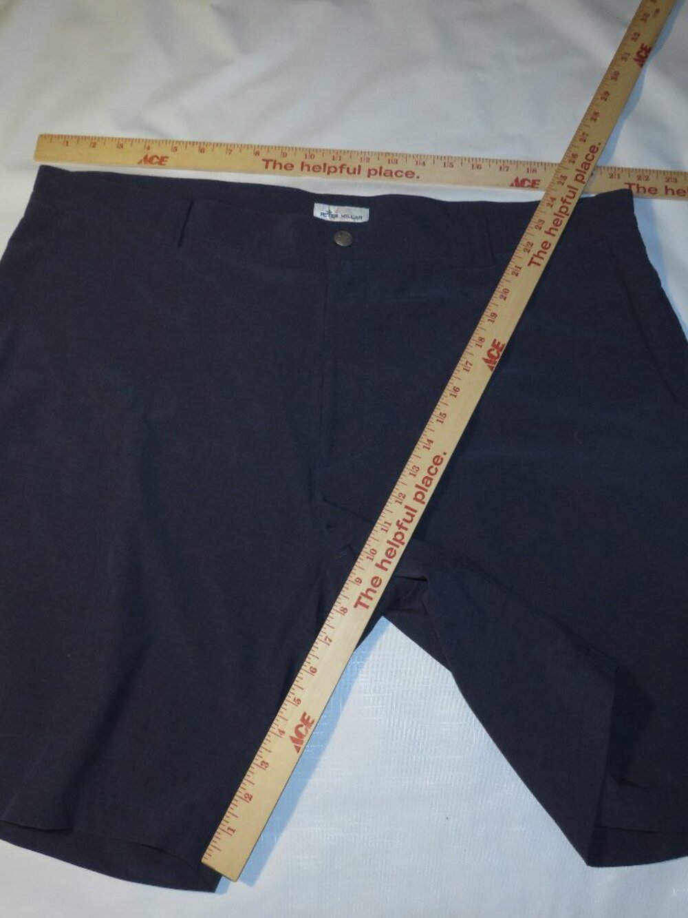 Peter Millar Crown Comfort Performance Shorts 42 Navy Blue 9" Inseam Stretch